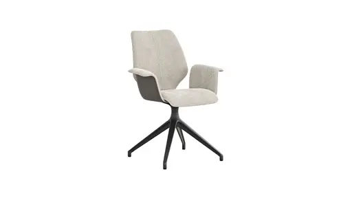 Armlehnstuhl Penthouse - Stoff, Hellgrau, Leder, Grau