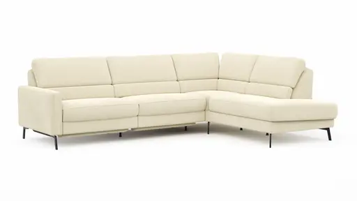 Ecksofa Valera - 3-Sitzer mit Ecke rechts inkl. Rückenlehne verstellbar und Relaxfunktion motorisch, Stoff, Natur