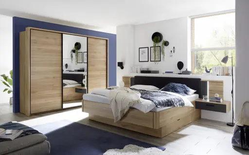 Bettanlage- Liegefläche ca. 180x200 cm, Eiche Dekor, Graphit