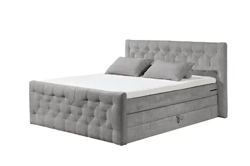 Boxspringbett- Liegefläche ca. 180x200 cm, Stoff, Grau