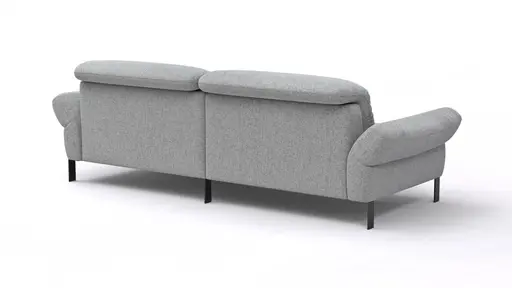 Ecksofa David - 1,5-Sitzer mit Longchair rechts inkl. Kopfstütze/Armlehne verstellbar, Stoff, Hellgrau