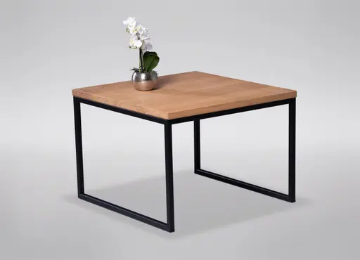 Couchtisch - LB ca. 60x60 cm, Wildeiche massiv geölt, Schwarz 