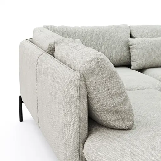 Ecksofa Birte - Ecke links, 2,5-Sitzer, Flachgewebe, Hellgrau