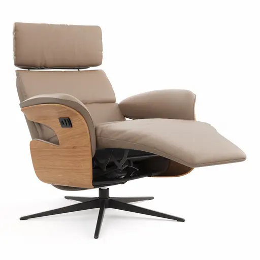 Relaxsessel Amila - Größe S, inkl. 2-motorischer Relaxfunktion und Kopfteilverstellung, Leder, Rauchbraun