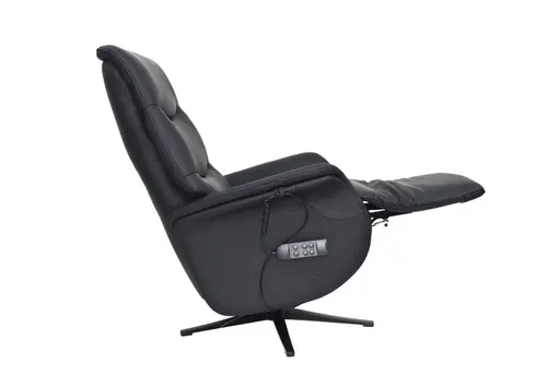 TV-Sessel MAREK - drehbar, Relaxfunktion, Kopfteilverstellung, Leder, Schwarz