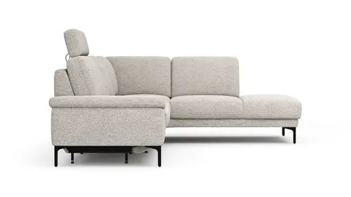 Ecksofa Matero - 2-Sitzer mit Ecke rechts inkl. Relaxfunktion motorisch und Sitzvorzug, Stoff, Hellgrau