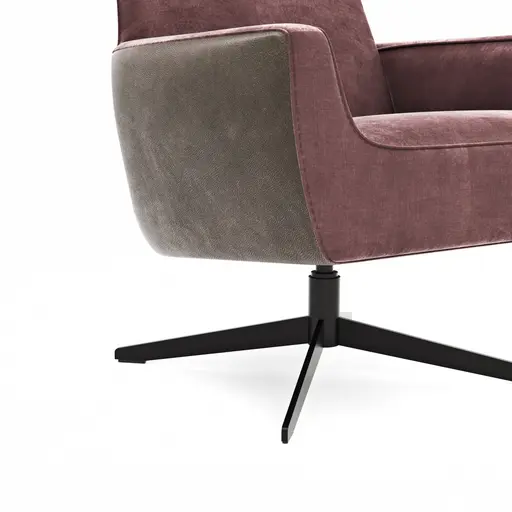 Drehsessel Matina - Größe M, Leder&Stoff, Nougat, Weinrot