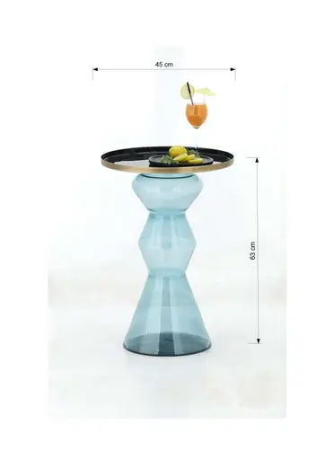 Beistelltisch - Ø/H ca. 38x63 cm, Schwarz, Türkis