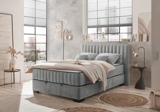 Boxbett - Liegefläche ca. 120x200 cm, Stoff, Anthrazit