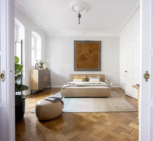 Bett Alvito - Liegefläche ca. 180x200 cm, Leder, Cappuccino