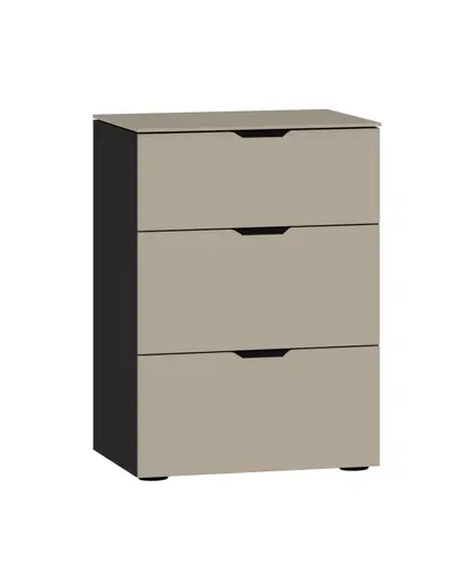 Nachtkommode JOIN IT- Glas, Hellbraun, Matt, Schwarz