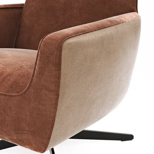 Drehsessel Matina - Größe M, Leder&Stoff, Cognac, Kupfer