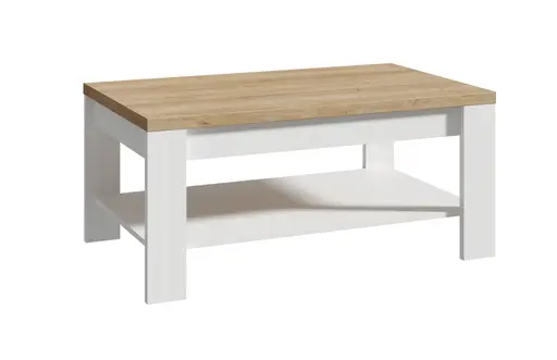 Couchtisch FELLIAN- LB ca. 100x60 cm, Weiß, Eiche Dekor