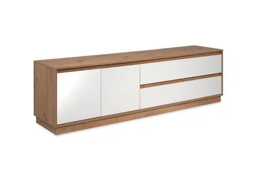 Lowboard- Eiche Dekor, Weiß