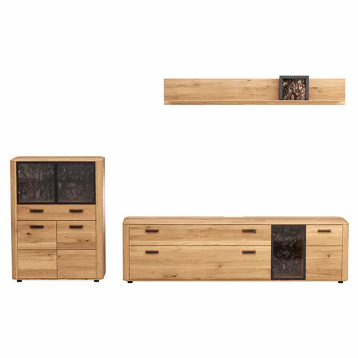 Wohnwand Vigo - Wildeiche massiv, Natur geölt