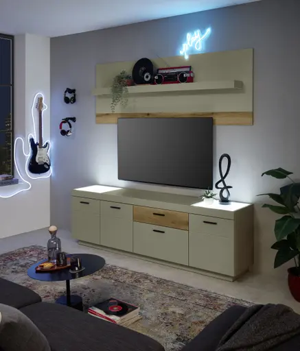 Wandboard - B ca. 200 cm, Kaschmir, Coast Evoke Eiche Nachbildung
