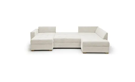 Wohnlandschaft JOSY - Longchair links, 1,5-Sitzer, Ecke rechts inkl. Schlaffunktion mit Bettkasten, Stoff, Beige