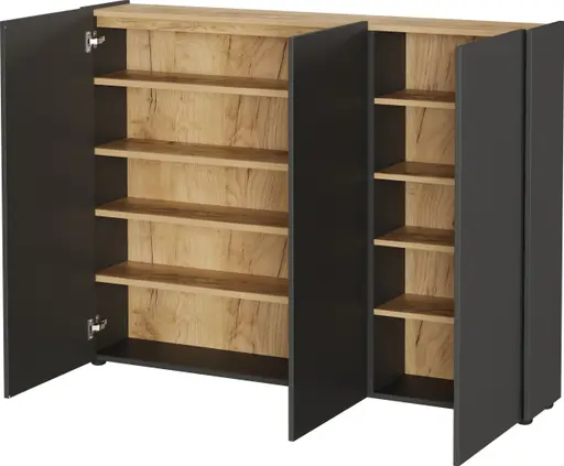Schuhschrank GASIRA - B ca. 138 cm, Graphit, Navarra Eiche Nachbildung