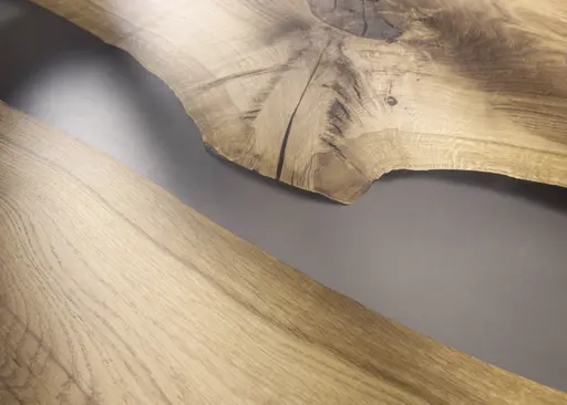 Esstisch Nera - LB ca. 220 x 110 cm, Asteiche massiv, Epoxy, Grau