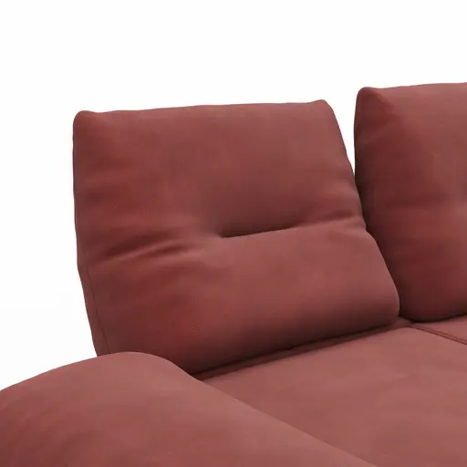 Sofa Lucero - 2,5-Sitzer inkl. Rückenlehne/Armlehne/Sitztiefe verstellbar und drehbares Sitzelement, Leder, Weinrot