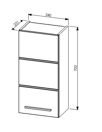 Hängeschrank- B ca. 34 cm, Anthrazit, Weiß, Hochglanz