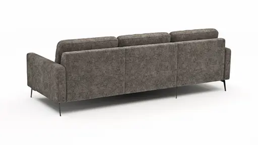 Ecksofa Enna - Longchair Links mit 3-Sitzer, Armlehne A, Stoff, Graubraun