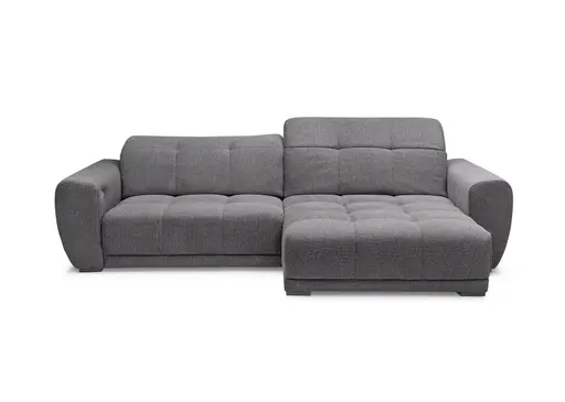 Ecksofa -2-Sitzer mit Longchair rechts, Kopfteil verstellbar, Sitztiefe verstellbar motorisch, Stoff, Anthrazit