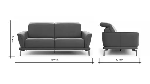 Sofa Amadena - 2-Sitzer inkl. Relaxfunktion motorisch und Kopfteil verstellbar, Leder, Olive