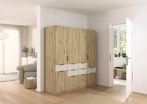 Drehtürenschrank RAAS- B ca. 181 cm, Eiche Dekor, Champagner