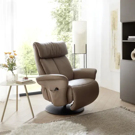 Fernsehsessel EM Gera - Relaxfunktion 1-motorig, Leder, braun