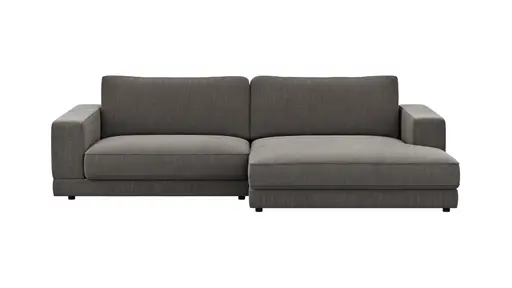 Ecksofa Juni - 1,5-Sitzer mit Longchair rechts, Stoff, Schwarz