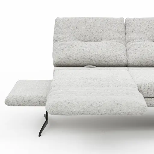 Ecksofa Lucero 2.0 - 2-Sitzer mit Longchair rechts inkl. Sitztiefenverstellung, Drehsitz und Sitztiefe verstellbar, Stoff, Offwhite