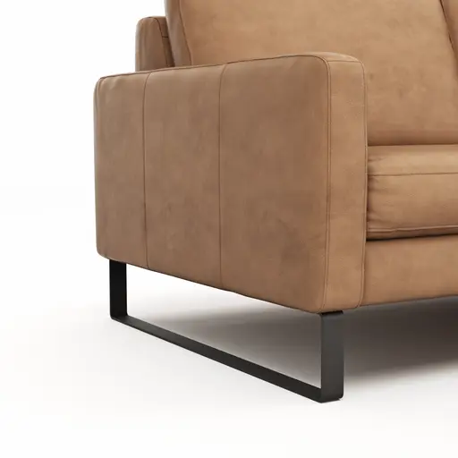Sofa Enna - 3-Sitzer, Armlehne A, Leder, Cognac Kufe, Schwarz