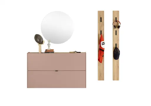 Schuhschrank GIANNA - B ca. 140 cm, Toffee, Navarra Eiche Nachbildung