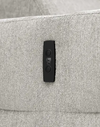 Ecksofa JANKO - 1-Sitzer mit Longchair rechts, Relaxfunktion motorisch, Stoff, Beige