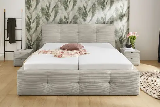 Polsterbett- Liegefläche ca. 180x200 cm, Stoff, Beige