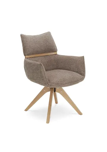 Armlehnstuhl MAROU - drehbar, Stoff, Braun