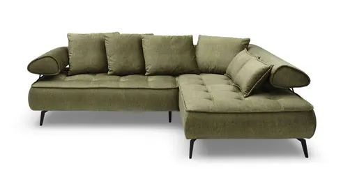 Ecksofa - 2-Sitzer, Ecke rechts inkl. Schlaffunktion, Relaxfunktion, Stoff, Olive
