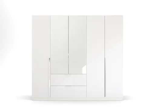 Drehtürenschrank RAGONA SPIN- B ca. 226 cm, Weiß, Weiß Hochglanz