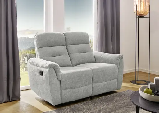 Sofa - 2-Sitzer, Relaxfunktion, Chenille, Hellgrau