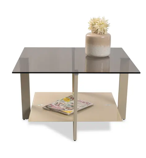 Couchtisch - LB ca. 75x75 cm, Bronze, Cremeweiß