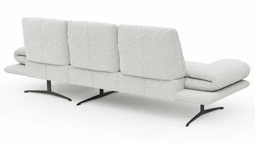 Ecksofa Lucero 2.0 - 2-Sitzer mit Longchair rechts inkl. Sitztiefenverstellung, Drehsitz und Sitztiefe verstellbar, Stoff, Offwhite