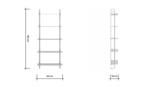 Wandregal Dagny - BHT ca. 60x146x18 cm, Metall, Beige