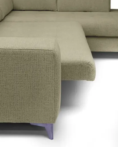 Ecksofa -2-Sitzer mit Ecke rechts, Kopfteil verstellbar, Sitztiefe verstellbar motorisch, Stoff, Sand