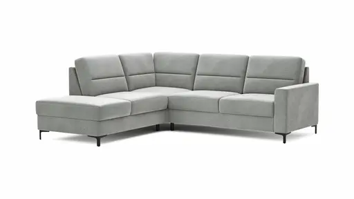 Ecksofa Merlos H. - Ecke links mit 2,5-Sitzer rechts, Stoff, Grau