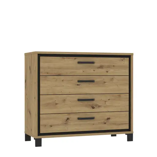 Kommode FARIDA - Eiche Dekor, Schwarz