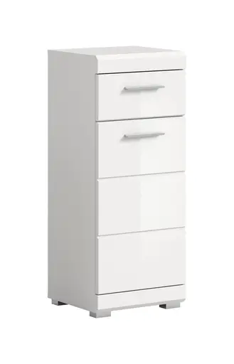 Standschrank - B ca. 37 cm, Weiß, Weiß Hochglanz