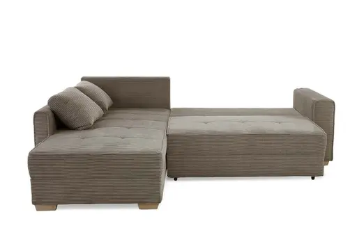 Ecksofa JAMELL - 2,5-Sitzer, Ecke rechts inkl. Schlaffunktion mit Bettkasten, Stoff, Taupe