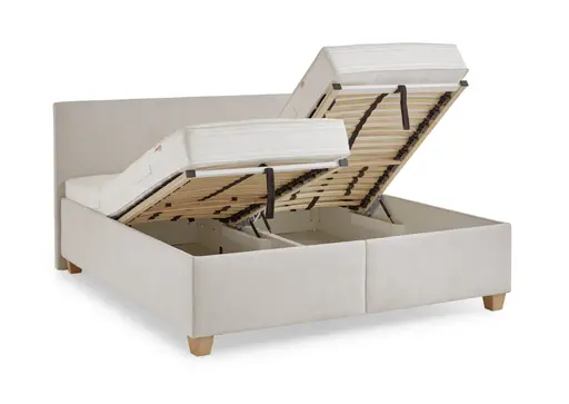 Polsterbett - Liegefläche ca. 180x200 cm, Stoff, Creme