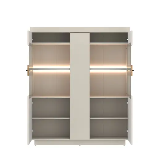 Vitrine - mit Beleuchtung, B ca. 125 cm, Kaschmir, Coast Evoke Eiche Nachbildung
